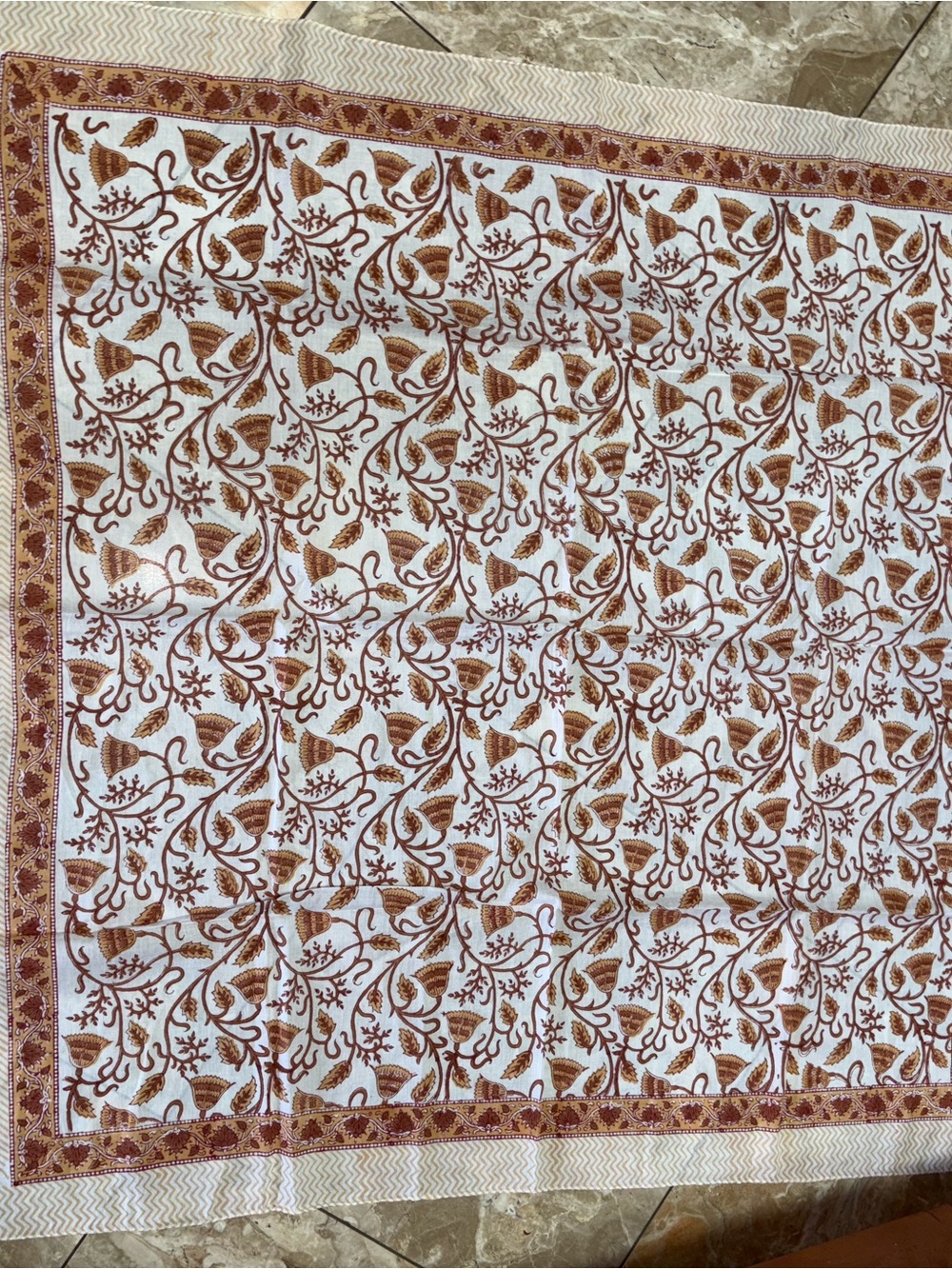 New Jaipur block print square cotton scarf.